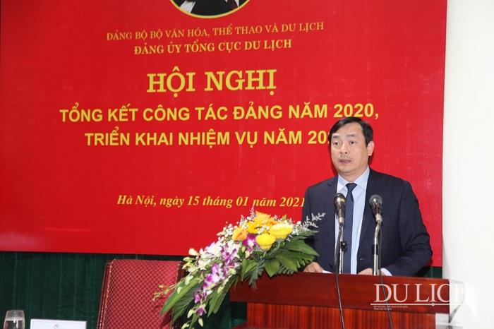 Phó Bí thư Đảng ủy Bộ VHTTDL, Bí thư Đảng ủy, Tổng cục trưởng TCDL Nguyễn Trùng Khánh phát biểu